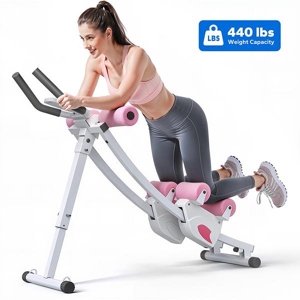Adjustable Core Trainer Machine, Ergonomic Dual Track Ab Workout Equipment