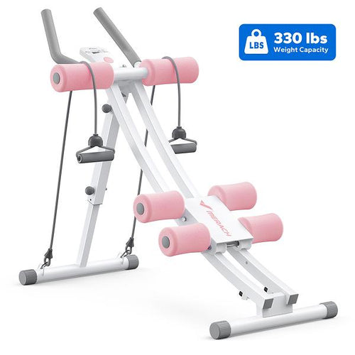 Delythra Dual Track Ab Trainer with LCD Monitor, 440lbs Foldable Home Gym