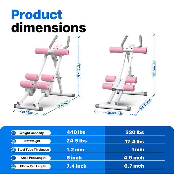 Adjustable Core Trainer Machine, Ergonomic Dual Track Ab Workout Equipment